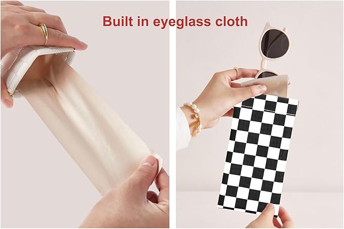 eyeglasses bag Soft Glasses bag, Portable Squeeze Top Sunglasses Case Travel for Women Girls