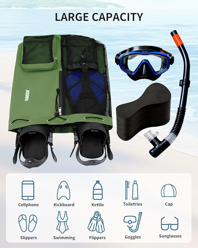 WANDF Swim Bag Mesh Drawstring Backpack with Wet Pocket for Swimming, Gym, and Workout Gear