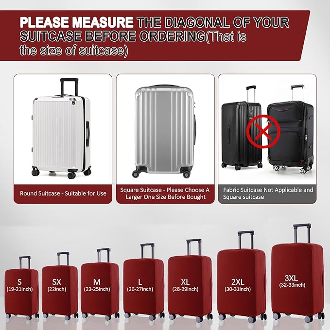 Travel Luggage Cover - Scratch-Resistant Fit 19-31 Inch Suitcase Protector, Claret (SX 22-23 inch)