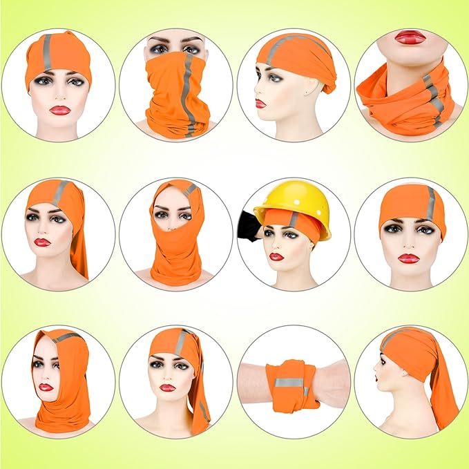 SATINIOR 4 Pcs Neck Gaiter Face Mask for Men Reflective Face Cover Scarf Summer UV Sun Protection Balaclava Bandana for Work