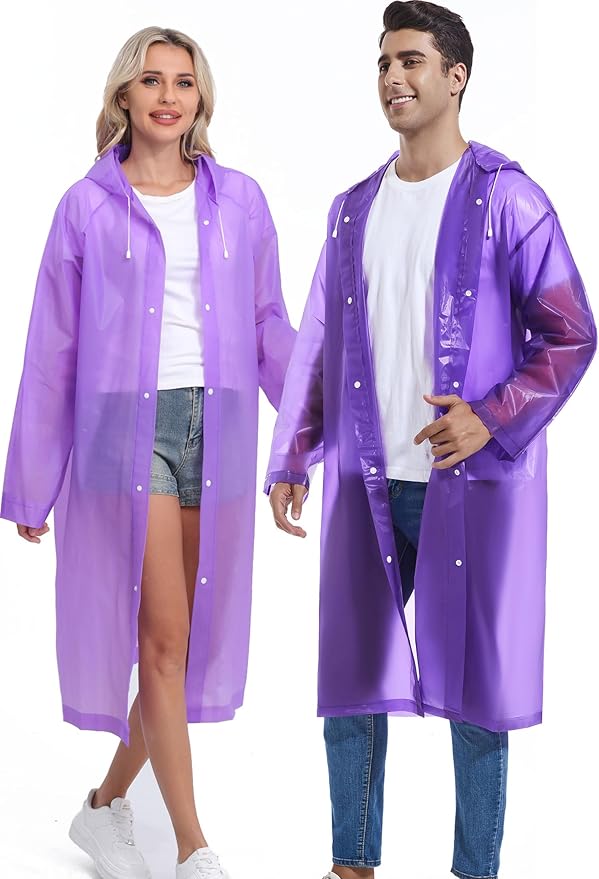 2PCS Rain Ponchos for Adults Reusable Rain Coats for Adults Rain Jackets Raincoats for Men Women