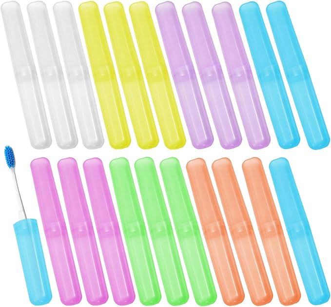 21 Pcs Travel Toothbrush Holder Plastic Toothbrush Case Breathable Portable Toothbrush Container Storage Dust-Proof Toothbrush Holders for Travel Home Camping School Business (7 Colors)