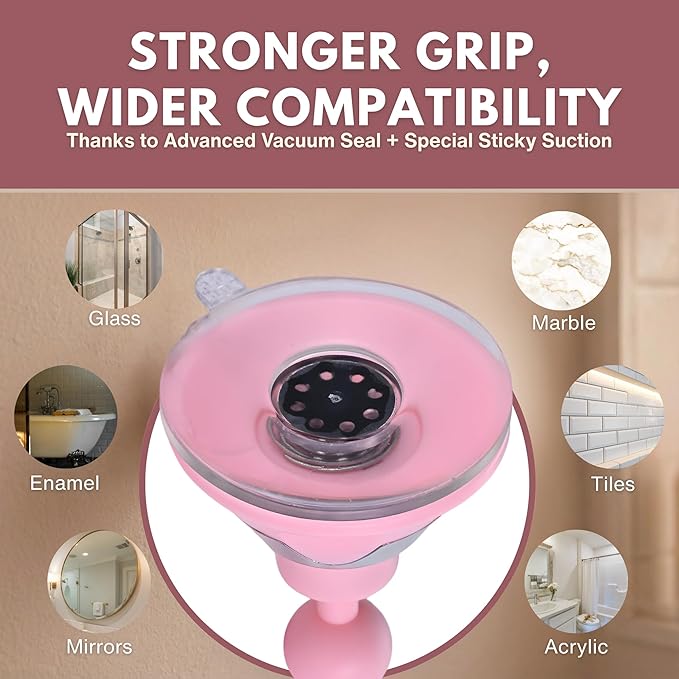MIRRORVANA Fogless Shower Mirror for Skincare and Grooming, Anti Fog Shatterproof Design with Strong Suction and 360° Swivel, Women’s Beauty Routine Friendly Bathroom Mirror - 6.3" x 6.3" (Pink)