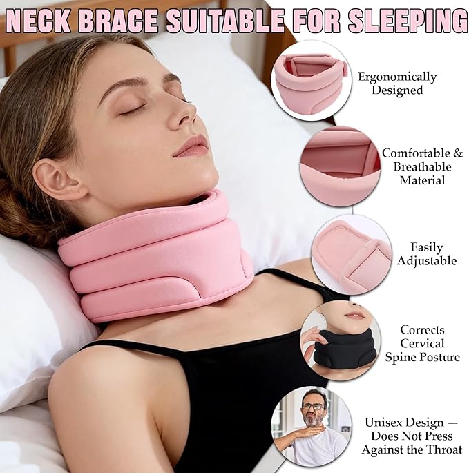 2 PCS Neck Support for Sleeping,Anti-Forward Tilt Neck Brace,Soft Neck Brace Pain Collar for Relief Pain,Ergonomic Design for Keep Vertebrae Stable and Relief of Cervical Spine Pressure for Unisex
