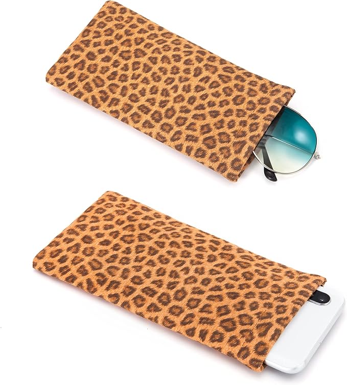TRIUMPH VISION Squeeze Leather Sunglasses Pouch - 3 Pack Glasses Case Soft Eyeglass Sleeve Pouch Holder