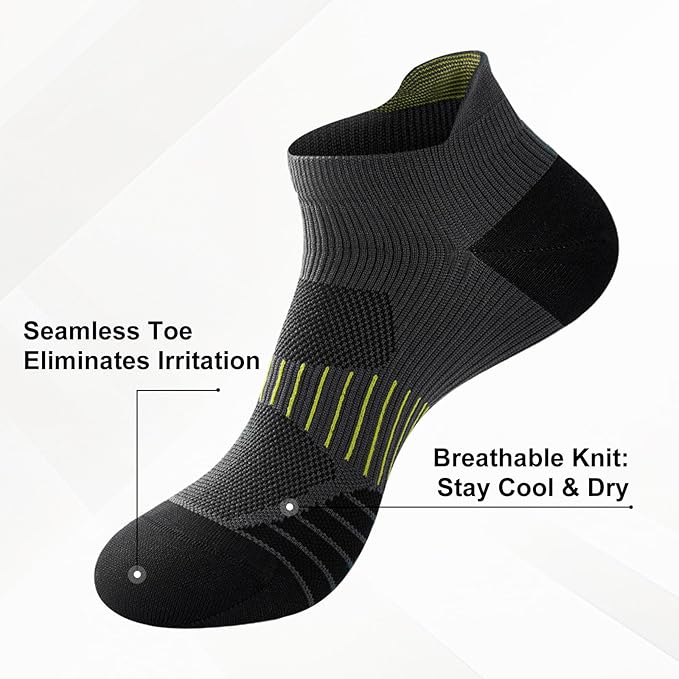 Ankle Compression Socks for Men and Women 6 Pairs, Low Cut Breathable Seamless short Running Socks with Arch Support