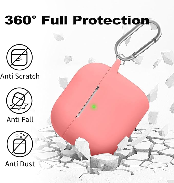 for Airpods 4th Case Cover,Come with Cleaner Kit,Soft Skin Silicone Case Cover with Keychain,Full Protective Case for Men and Women,Compatible with AirPods 4th Generation Case,Coral