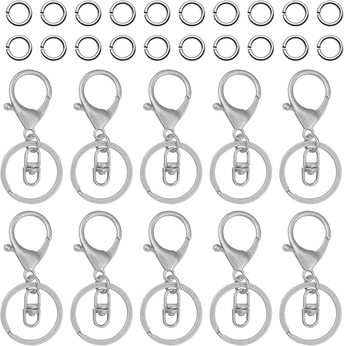 30Pcs Lobster Claw Clasps Keychain for Jewelry Making,Metal Lobster Clasp Swivel Trigger Clips with Swivel Clasps Hook Clips Flat Split Keychain Ring 100Pcs Open Jump Ring for DIY Craft Jewelry Making