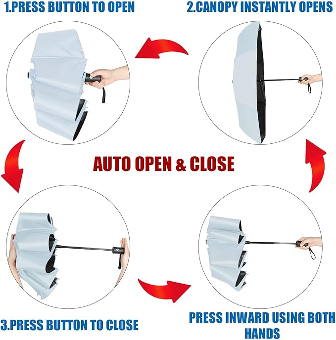 Jexine 6 Pcs Windproof Travel Umbrella for Rain Compact Small Automatic Lightweight Portable Umbrella for Men Women Backpack