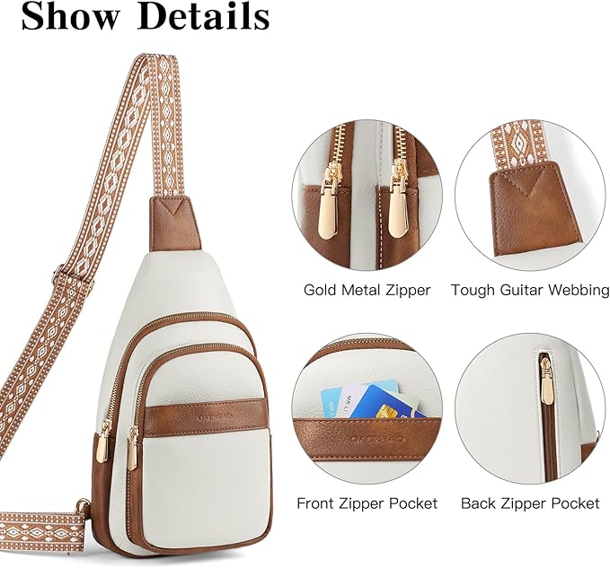 GAEKEAO Sling Bag Crossbody Bags for Women Travel Fanny Packs Trendy Cross Body Purses Vegan Leather Chest Bag