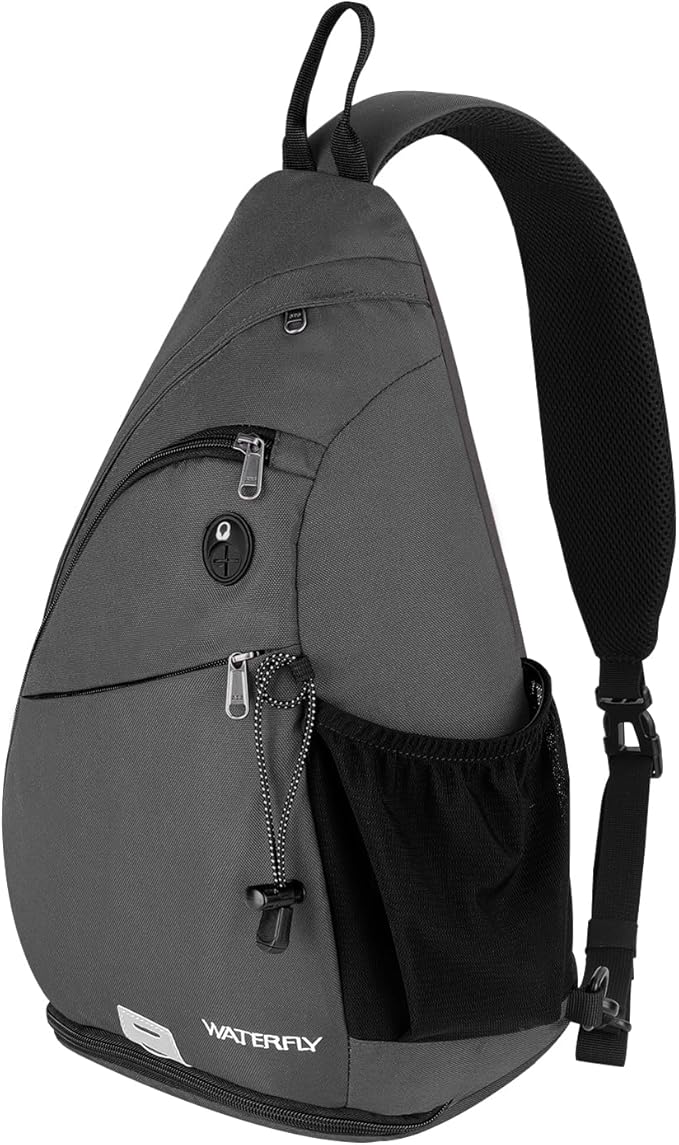 WATERFLY Sling Bag Sling Backpack Small Crossbody Shoulder Bag for Men Women Traveling Cycling Hiking Daypack