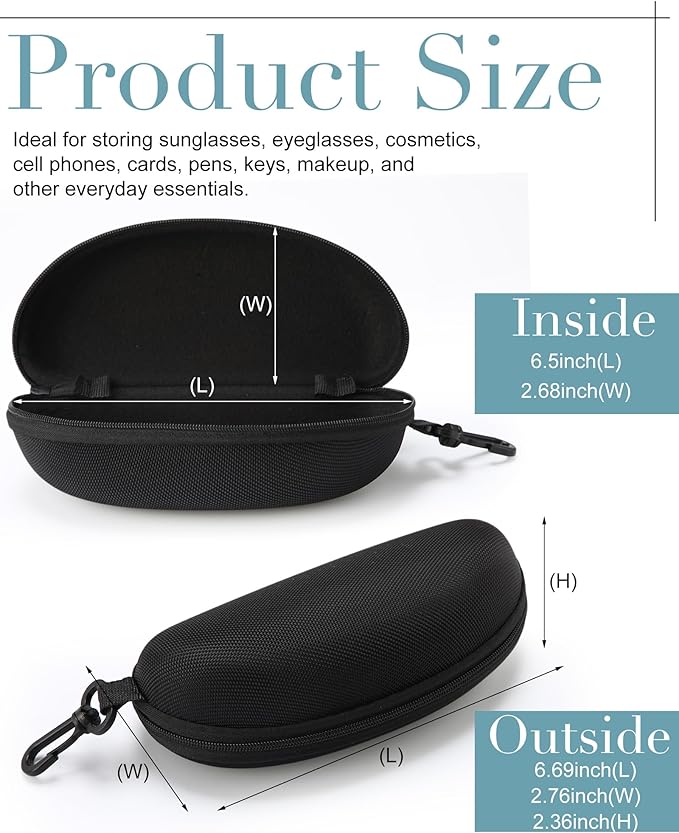 Treela 24 Pcs Sunglasses Case Portable Travel Hard Shell Zipper Frame Summer Eyeglasses Case with Plastic Hook for Women Men