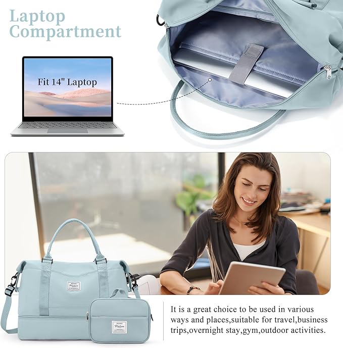 Weekender Bags for Women,Personal Item Travel Bag with Shoes Compartment,Overnight Travel Duffel Bag with Toiletry Bag