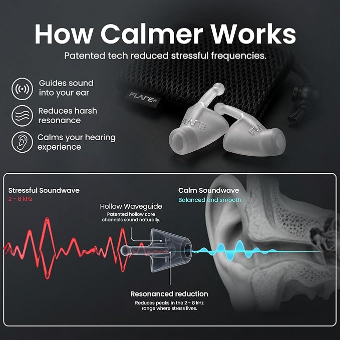 Flare Audio Calmer | Noise Reducing Ear Plugs Alternative | Silicone Reusable Ear Plugs for Noise Sensitivity, Focus and Travel | Ear Plugs for Noise Reduction (Standard, Translucent)