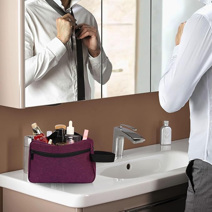 Icramsy Travel Toiletry bag Toiletry bag for women men Hanging Cosmetic bag Travel accessories for Women Men (Deep purple)