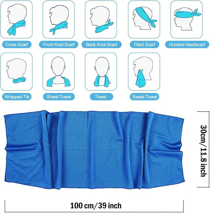 Cooling Towel for Neck 6 Pack,Workout Towel Gym for Women/Men,Soft Breathable Instant Cooling Relief for Sports, Tennis Gift,Hot Yoga, Travel, Camping (6 Pack-Purple/Green/Navy Blue/Blue/Gray/Black)