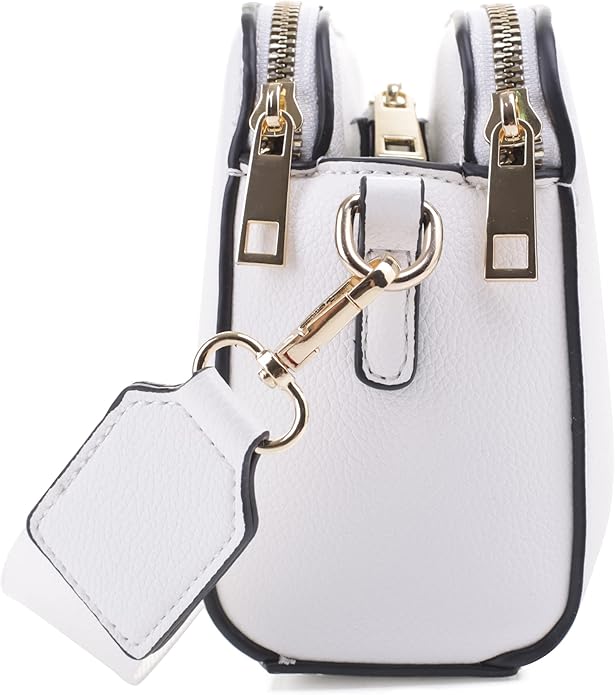 EVVE Crossbody Bags for Women Trendy Triple Zip Small Crossbody Camera Bag Purse with Wide Guitar Strap