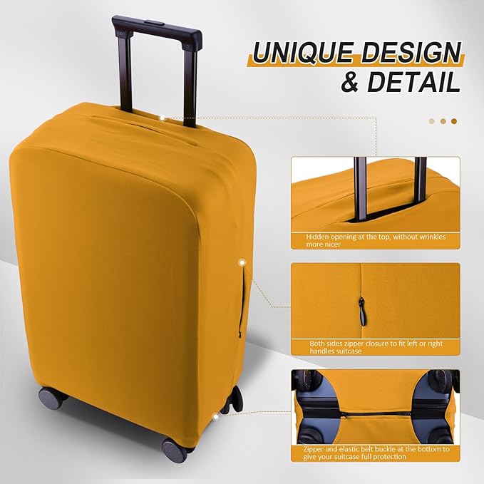 Travel Luggage Cover - Scratch-Resistant Suitcase Protector, Fit 22-23 Inch (Yellow)