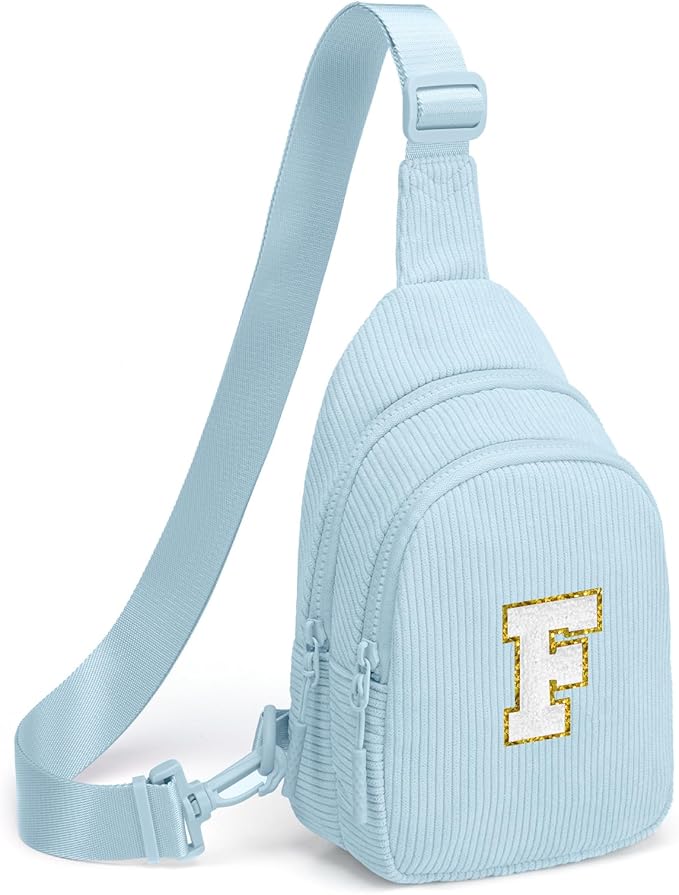 Viverte Small Corduroy Sling Bag Initial Crossbody Bag Fanny Pack for Girls Personalized Birthday Gifts for Teen Girls Gifts