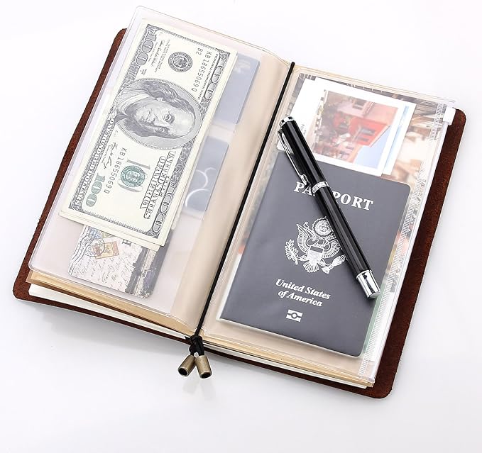 Robrasim Leather Writing Journal Notebook Refillable, Handmade Travelers Notebook for Men & Women, Perfect for Writing, Gifts, Travelers, Standard Size 8.5" x 4.5" Inches - Coffee