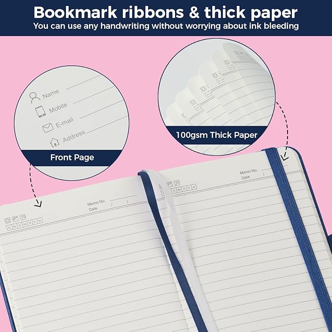 NIRMIRO (3 Pack) Small Journal Pocket Notebook with Pen, A6 (3.7" x 5.7"), for Men Women Work, Writing, Travel, Business