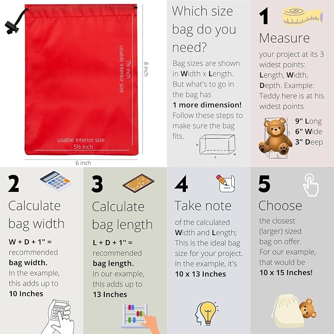 PALTERWEAR Drawstring Pouch with Toggle (6 x 8 Inch, 12 Pack, Red) Nylon Cinch and Ditty Bag for Travel, Office and Storage