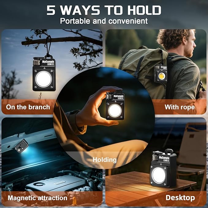 Portable Camping Light, 3500LM Adjustable LED Camping Lantern Rechargeable with 2.5-15H Runtime&Screen, Alloy Waterproof Camp Light for Power Outages, Emergency, Hurricane(Green)