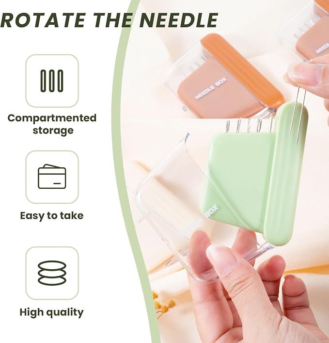 Portable Travel Magnetic Sewing Needles Case,Include 10PCS 5 Size Sewing Sharp Needles,Magnetic Needle Holder,Super Magnetic Mini Needle Storage Box for Hand Sewing Art Crafts(Beige)