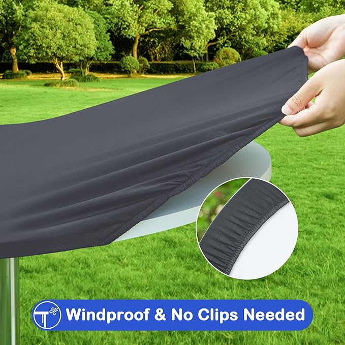 Wolkemer 4 Pack Grey Fitted Tablecloth 30 Inch Round Elastic Edges Table Cloth, Spandex Stretch Table Cover with Machine Washable Fabric for Wedding Party Picnic Dining Indoor Outdoor