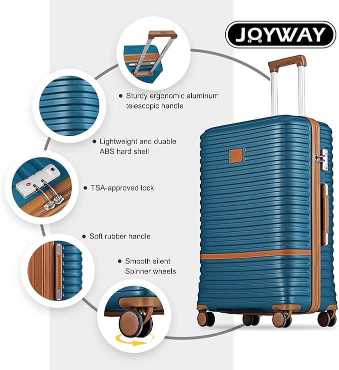 Joyway 28 Inch Large Luggage Hardside Suitcase with Spinner Wheel, Lightweight 3 Piece Suitcase Set with TSA Lock