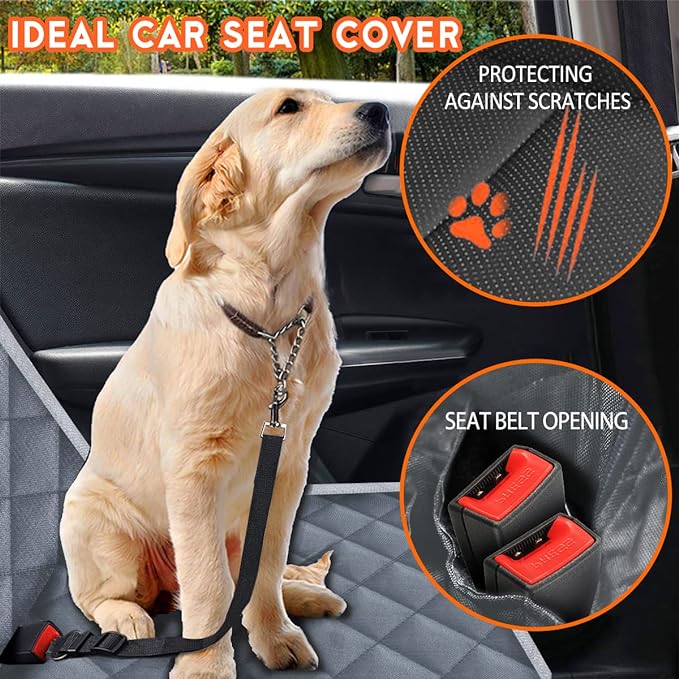 Yuntec Dog Car Cover for Back Seat Pet Protector Waterproof Bench Car Seat Cover, Nonslip Rear Seat Cover fits Middle Armrest for Most Cars Trucks SUVs - Grey