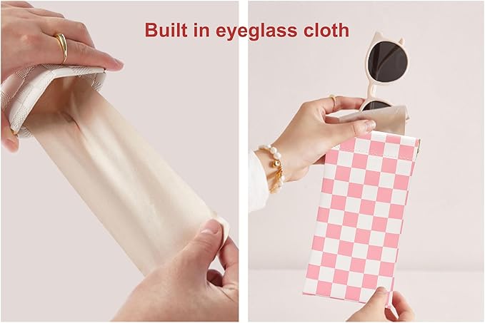 eyeglasses bag Soft Glasses bag, Portable Squeeze Top Sunglasses Case Travel for Women Girls
