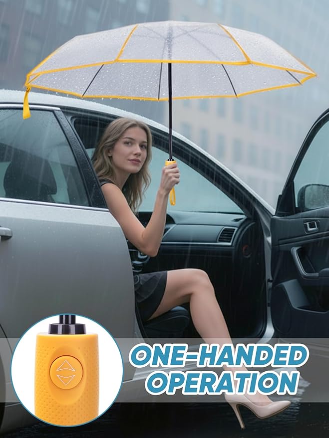 PTEROMY Windproof Travel Umbrellas for Rain and Sun, Withstands 85MPH Winds Auto Open Close Folding Umbrella with Ergonomic Handle, Quick Dry Canopy for Commuting or Backpack