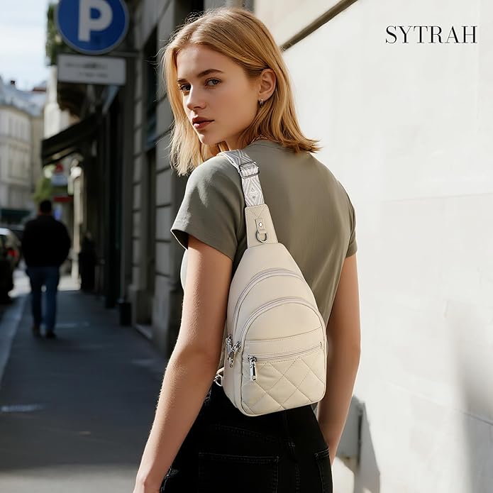 SYTRAH Sling Bag for Women, Anti-Theft RFID Crossbody Bag Nylon Sling Purse for Travel, Puffy Small backpack