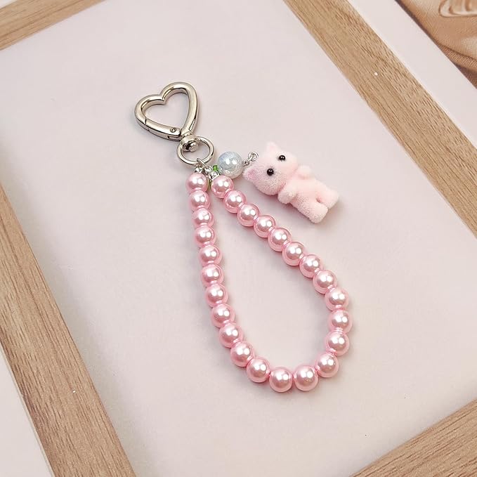 Cute Pink Keychain,Fuzzy Cat Keychain Aesthetic Y2K KeychainStylish KeychainsAccessories