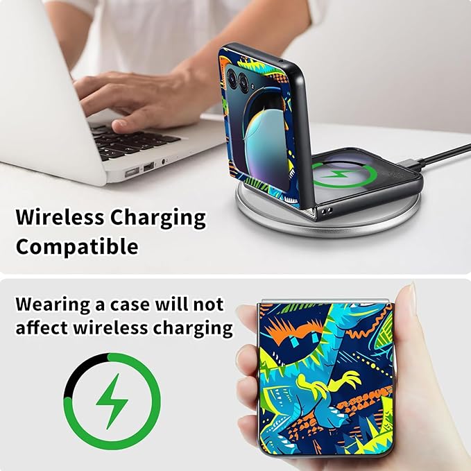 for Motorola Moto Razr 2024 Case,Moto Razr 50 Phone Case Cute Slim Hard PC Ultra-Thin Anti-Scratches Shockproof Protective Cover,Blue Cartoon Dinosaur