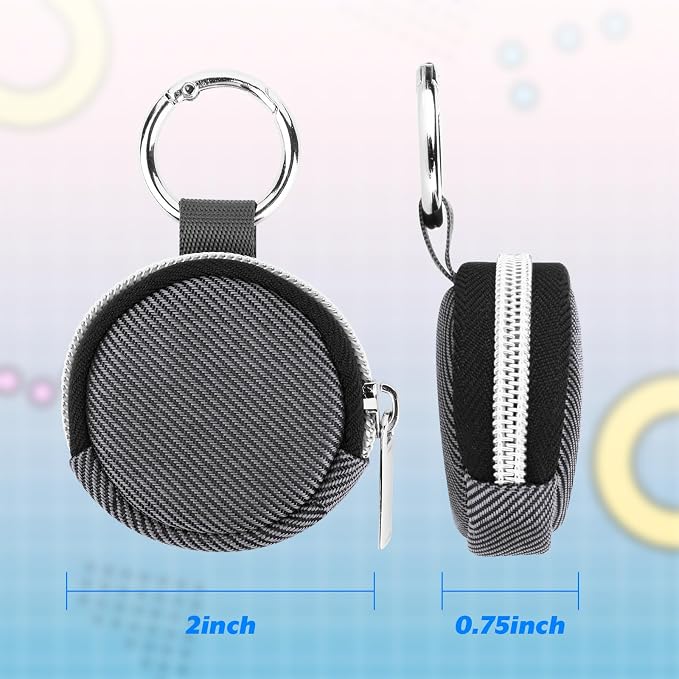 Homakover Portable Ring Organizer Case with Keychain, Traveling Ring Holder Storage Bag, Anti-Lost Keychain Container for Rings, Jewelry (1, Grey)