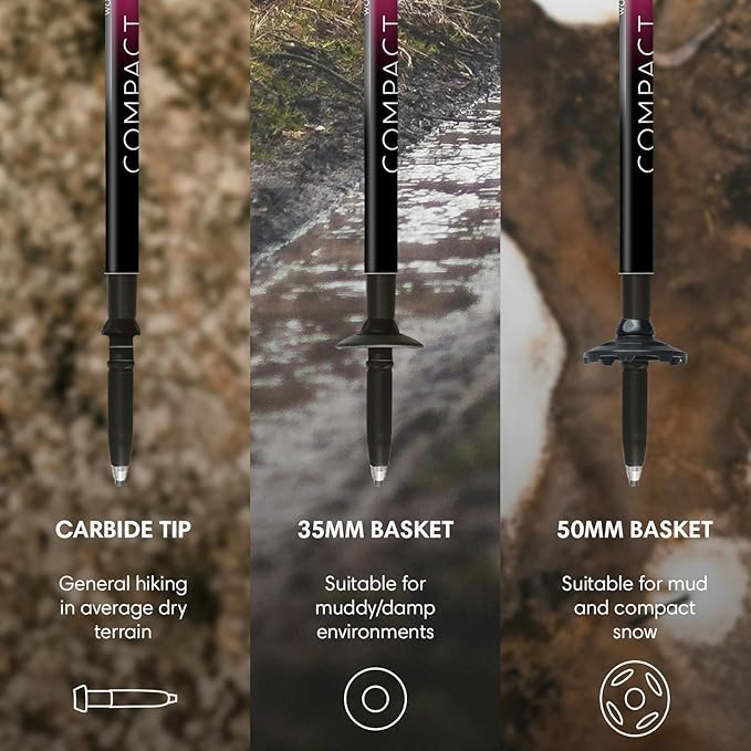 Fizan Compact 3 Trekking Poles – 5.6 oz Ultralight, Backpacking, Thru Hiking Poles, Adjustable, Collapsible, Customized Fit, EVA Grips, Aluminum Walking Sticks (Compact 3)