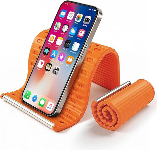 SEANCHEER 2026 Portable Foldable Phone Stand,Flexible Silicone Aluminum Phone Holder, Hands Free Adjustable,Anti-Slip&Scratch Cellphone Desk Travel Stands for iPhone,Tablet,Laptop