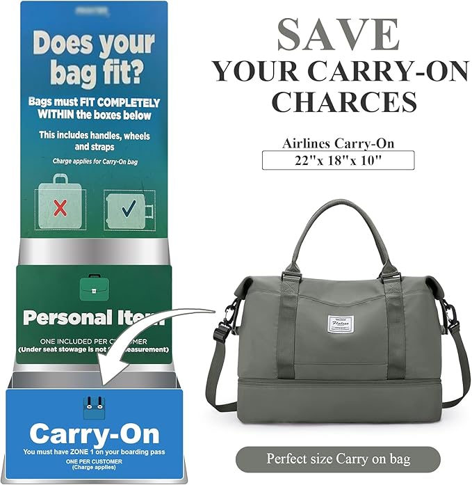 Travel Duffel Bag with Shoes Compartment, Overnight Weekender Bags for Women,Carry on Personal Item Bag，Extra Large