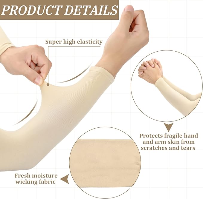 Janmercy 8 Pairs Elderly Skin Thin Protector Sleeves Bruise Abrasions Protective Arm Sleeve