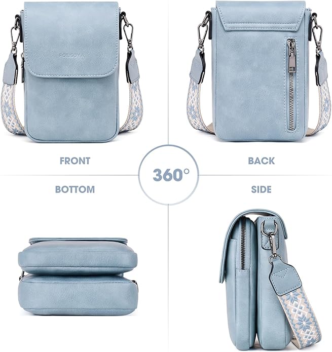 POIUGOYA Crossbody Bags for Women,Small Crossbody Purse with Triple Compartments,Cell Phone Wallet with Card Slots for Travel | Small