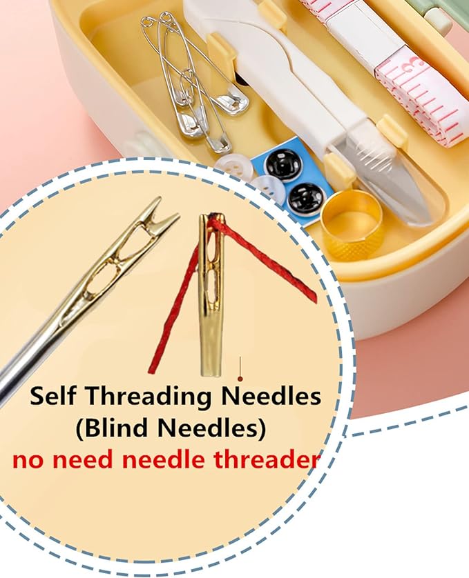 WANSHUNLMI Travel Portable Sewing Kit Organizer Basic with Sewing Supplies & Accessories for Adults,Beginner,Home,Emergency Including Scissors,Measure Tape,Needle Threader and More