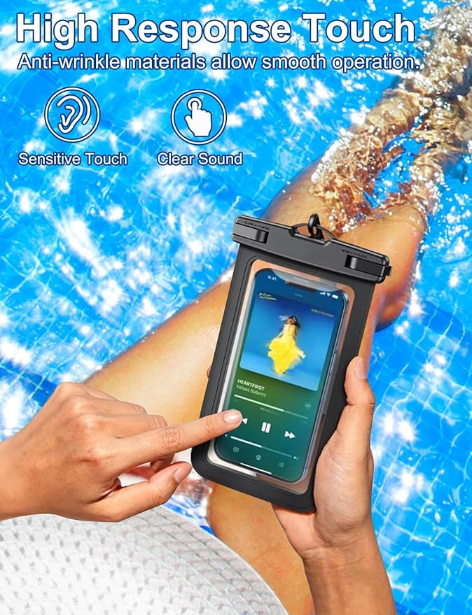Famoby 3 Pack Multicolor Waterproof Phone Pouch, Cell Phone Waterproof Case Dry Bag,Protection Level: IP68,Beach Cruise for iPhone,Samsung,and More,Lanyard Included,(Fits Up to 8.3"),Black,Blue,Pink
