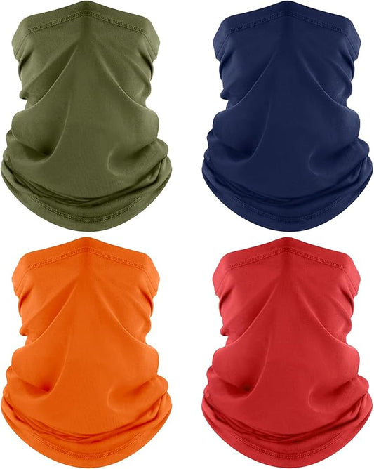 ROXUN 4 Pack Neck Gaiter, Cooling Breathable Face Mask UV Protection Scarf Hiking Bandana for Men/Women