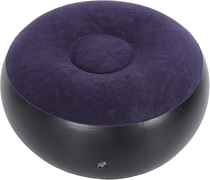 Foldable Inflatable Stool, Portable Round Air Chair Outdoor Camping Chair Footrest Cushion, with Durable Reinforced Bottom, for Home Office Yoga Dorm Outdoor, Kids Adults, Camping, Airplane default