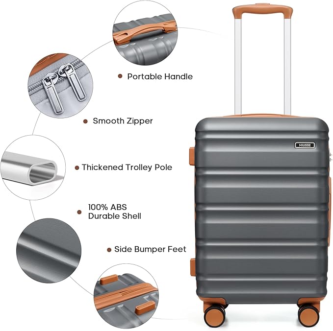 7 Piece Luggage Sets with Premium YKK Zipper, 20/24/28in PC Hardside Suitcase With Spinner Wheels, Luggage Airline Approved, Durable Suitcase Sets with TSA Locks for Travel