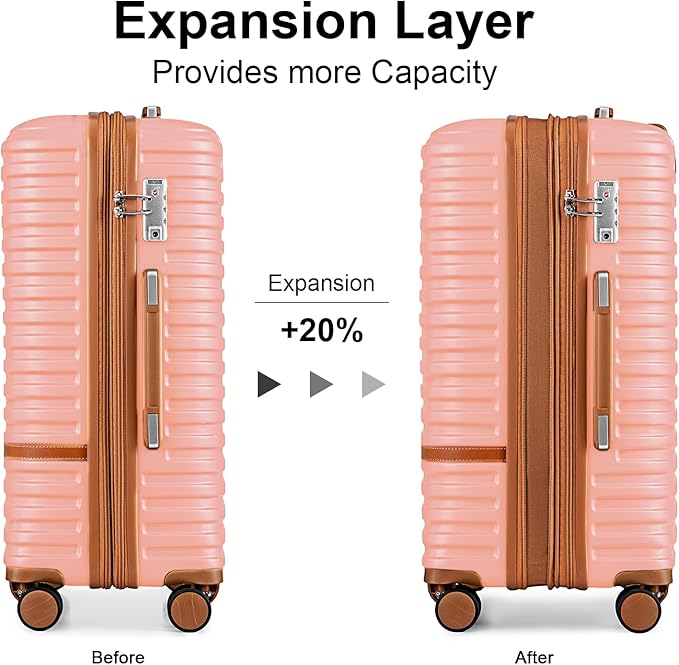 Joyway 28 Inch Large Luggage Hardside Suitcase with Spinner Wheel, Lightweight 3 Piece Suitcase Set with TSA Lock(Pink)