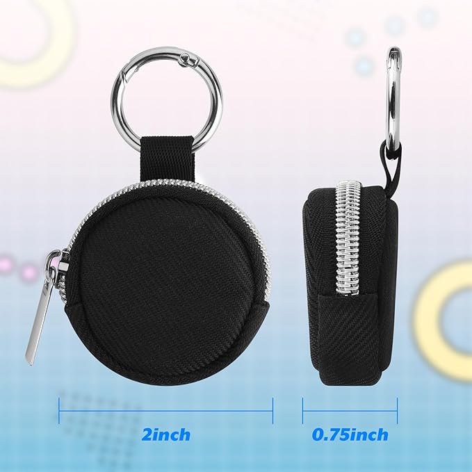 Portable Ring Organizer Case with Keychain, Traveling Ring Holder Storage Bag, Anti-Lost Keychain Container for Rings, Jewelry (2, Black)