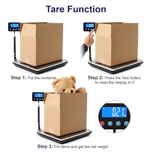 TIPRE Shipping Scale 440lbs for Packages, Heavy Duty Digital Postal Scale with LCD Display 0.35 oz High Precision Express Scale with Type-C Charging & Batteries Smart Hold/Tare for Small Business Home